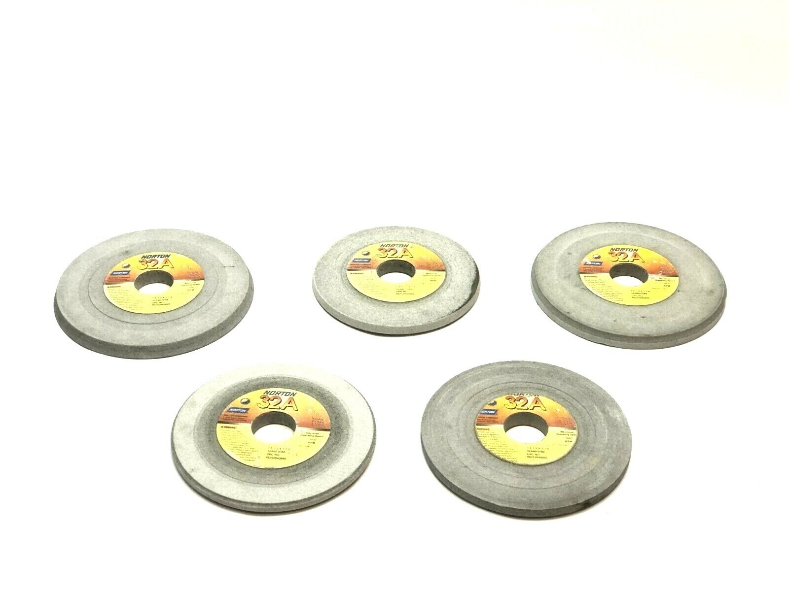 Norton 32A80-IVBE Grinding Wheels 1-1/4" Bore 3600 RPM LOT OF 5 - Used - Maverick Industrial Sales