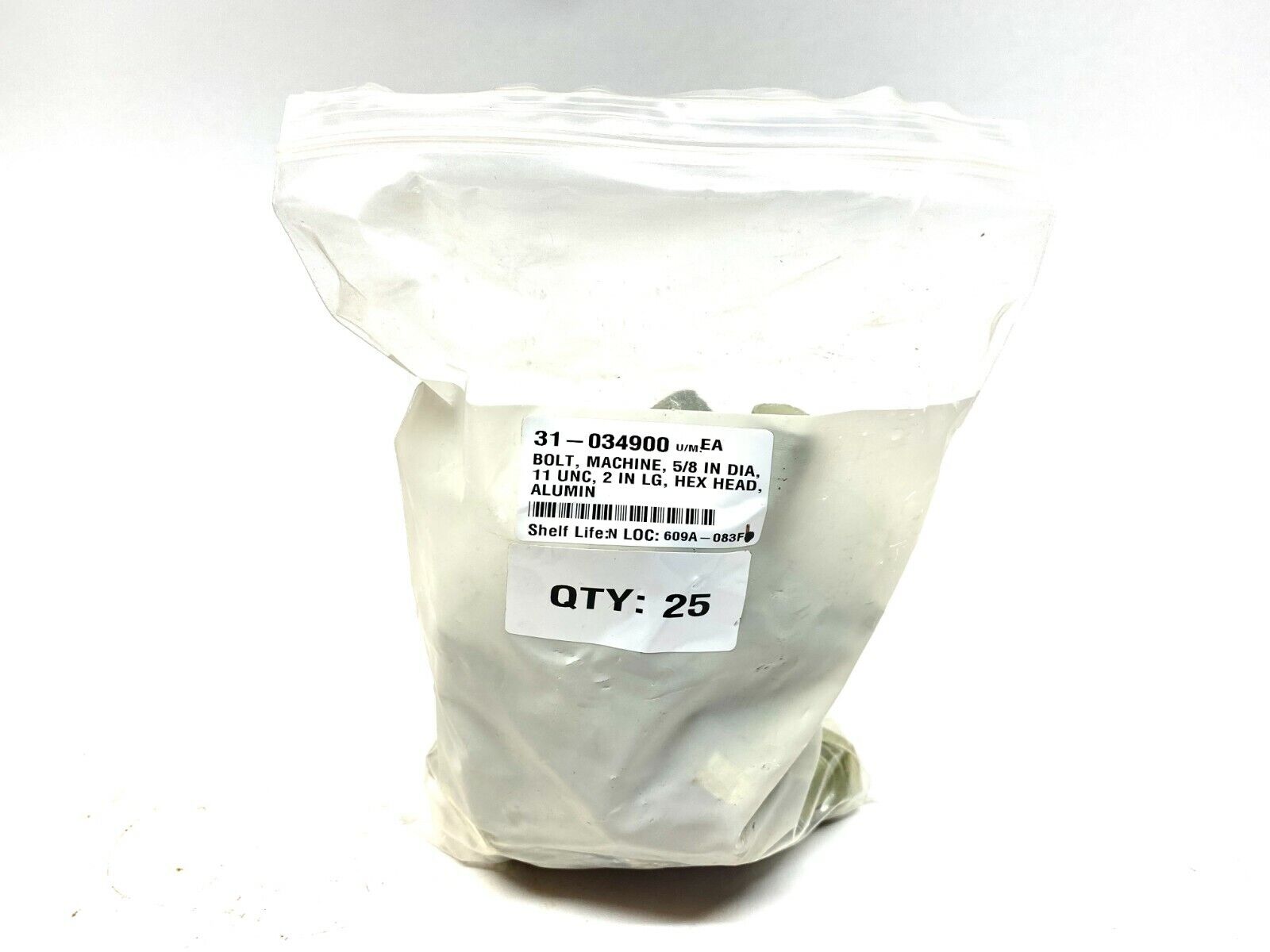 Hex Head Machine Bolt, Aluminum, 5/8"-11 UNC x 2" LOT OF 25 - Maverick Industrial Sales