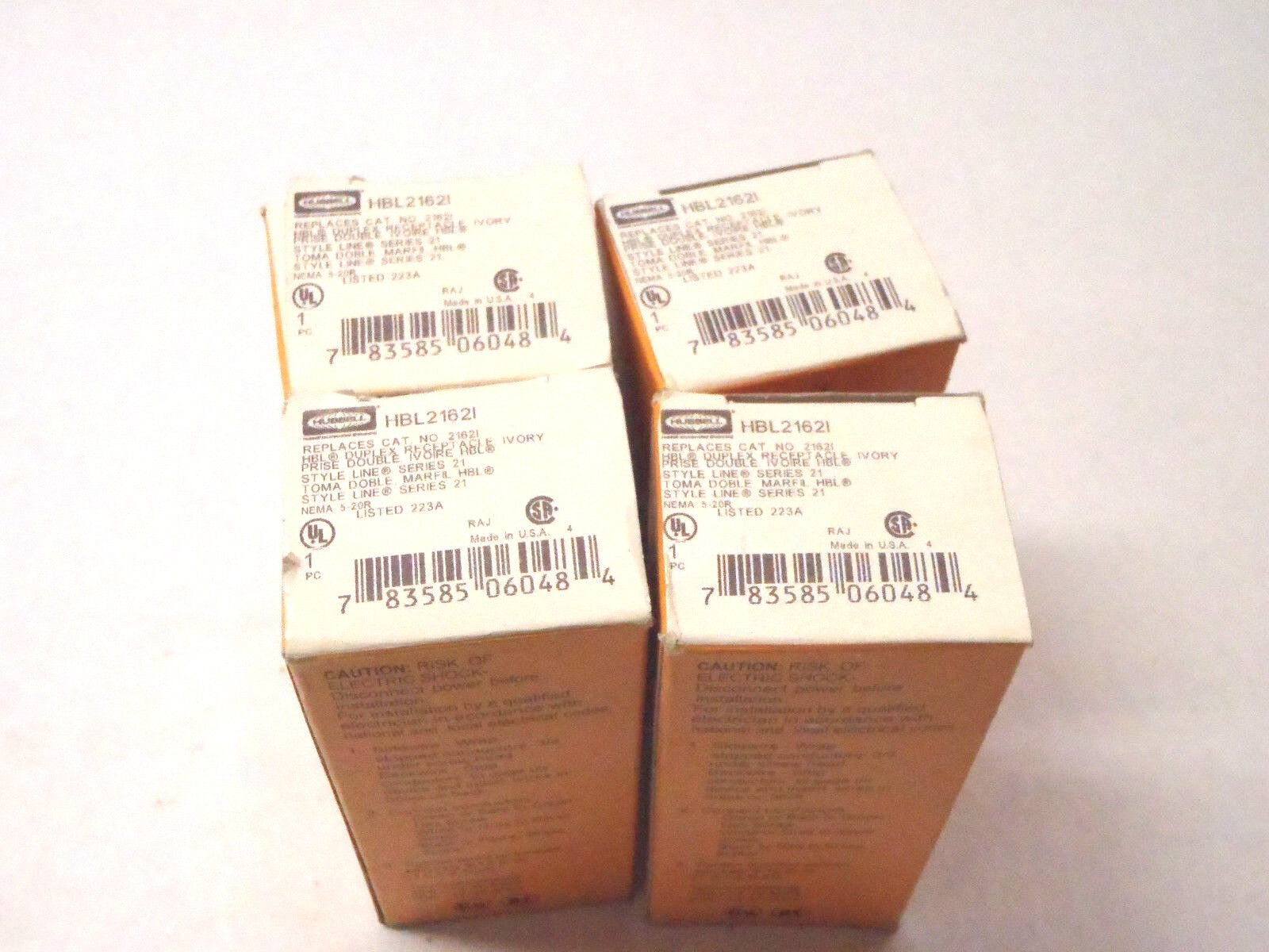 Hubbell HBL2162I Ivory Duplex Receptacle Series 21 223A Nema 5-20R - Maverick Industrial Sales