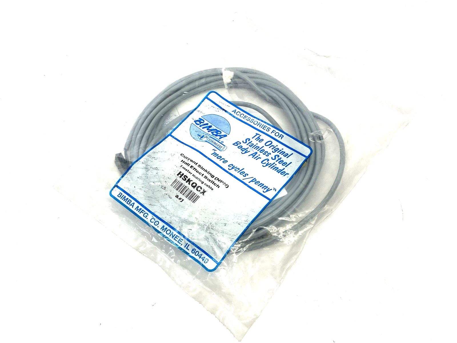 IMI Bimba HSKQCX Current Sinking Hall Effect Switch, NPN, w/ 5m Mating Cable - Maverick Industrial Sales