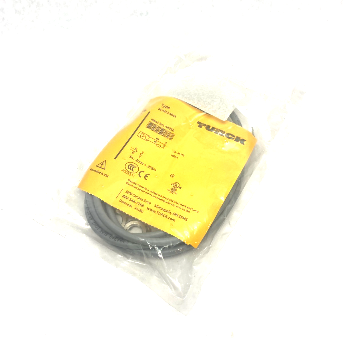 Turck BI2-M12-AD4X Inductive Proximity Sensor 2mm Sn 44050 - Maverick Industrial Sales