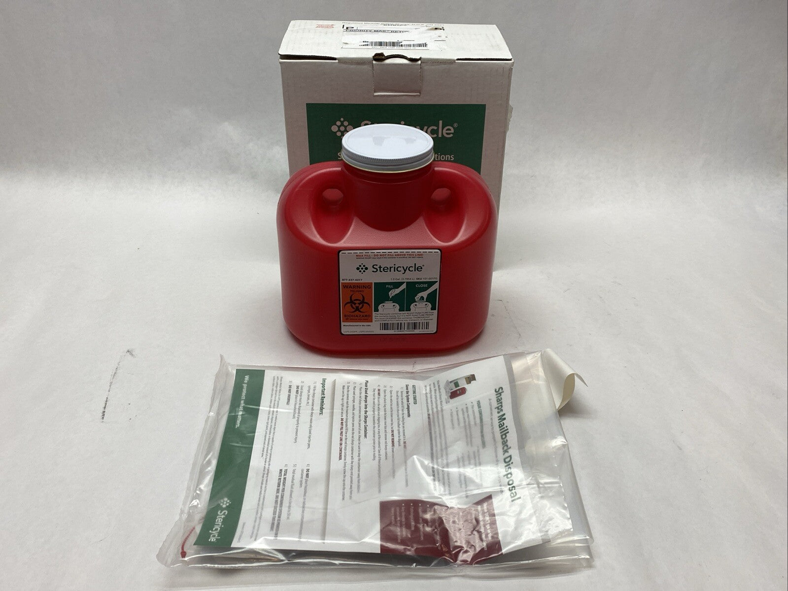 Stericycle 1G1V4 1 Gallon Screw Top Sharps Mailback System - New – Open box - Maverick Industrial Sales