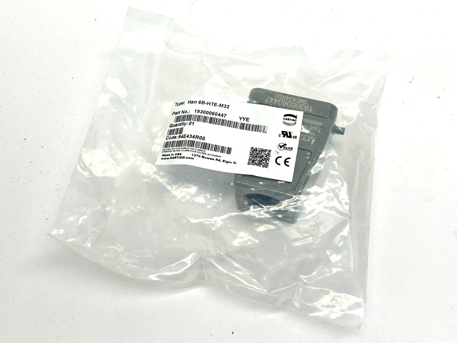 Harting 19 30 006 0447 Han B Hood Top Entry HC 2 Pegs M32 - New - Maverick Industrial Sales