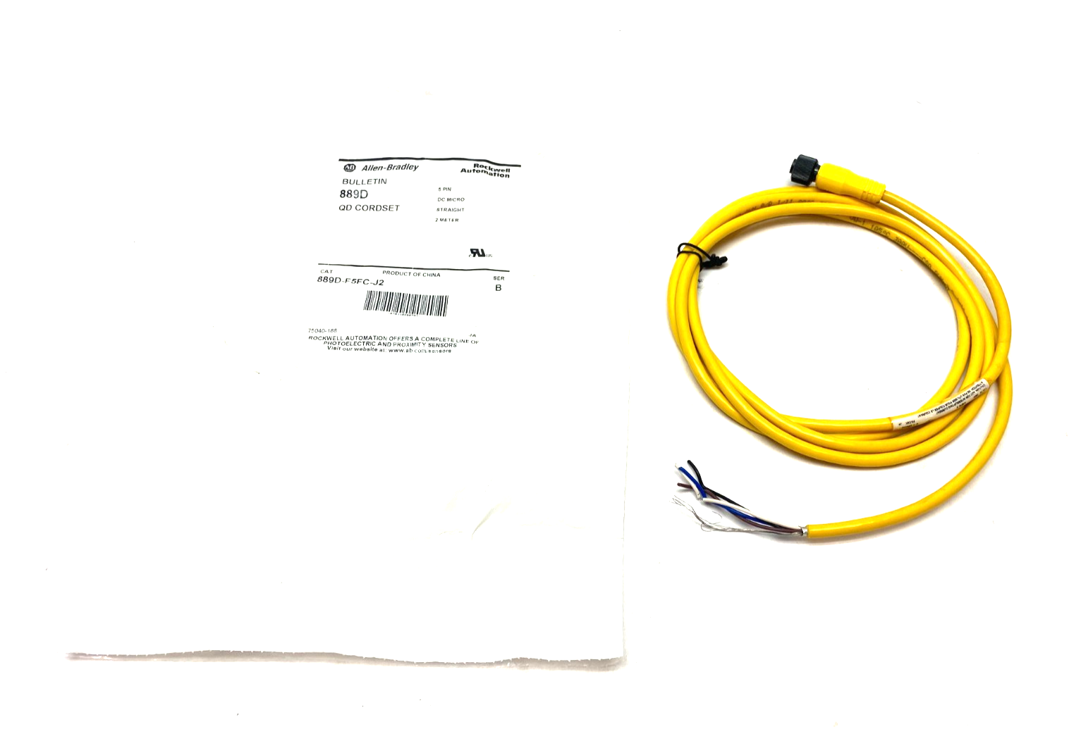 Allen Bradley 889D-F5FC-J2 Ser. B Straight DC Micro QD Cordset 5-Pin Female - Maverick Industrial Sales