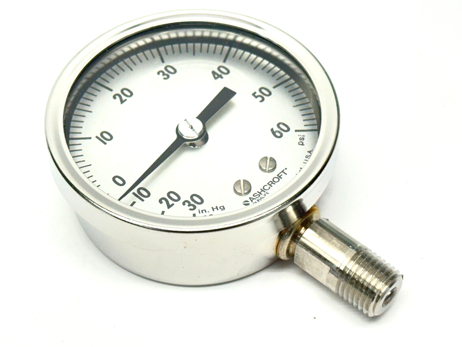 Ashcroft 1NA12014-012 Industrial Duralife Gauge 30IMV&60# 2-1/2" 25 1009SW 02L - Maverick Industrial Sales