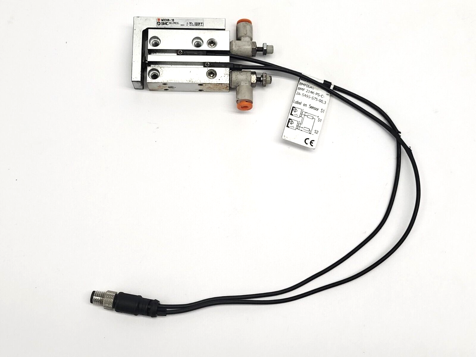 SMC MXH6-15 Compact Slide Cylinder w/ Balluff BMF 214K-PS-C-2A-SA95-S75-00,3 - Used - Maverick Industrial Sales