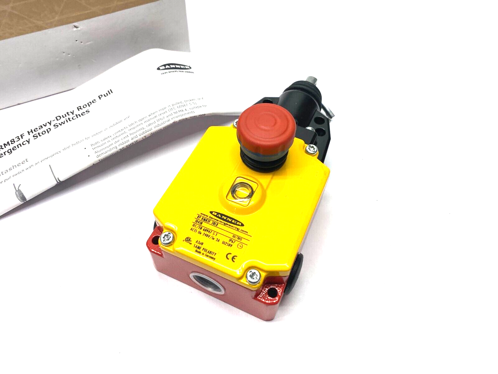 Banner RP-RM83F-38LR Heavy Duty Emergency Stop Rope Pull Module 2 NO, 2NC 82129 - New – Open box - Maverick Industrial Sales