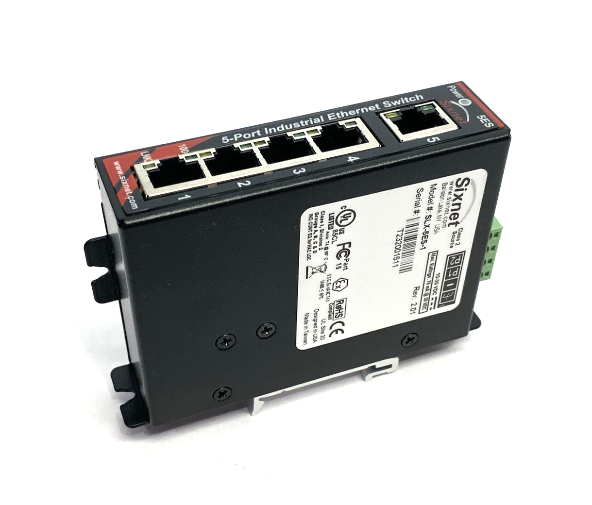 SLX-5ES-1 | HMS Networks Sixnet® Unmanaged 5-port Industrial Ethernet Switch - Used - Maverick Industrial Sales