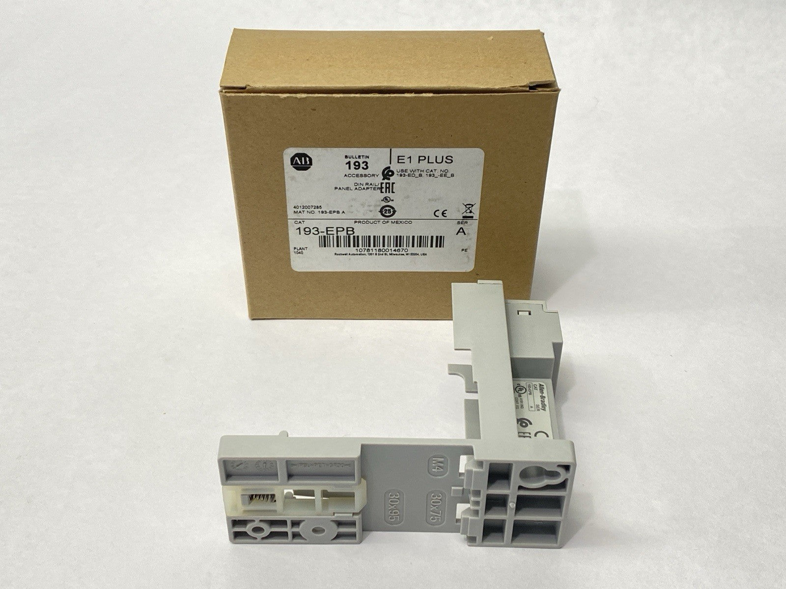 193-EPB | Allen Bradley Ser A E1 Plus DIN Rail/Panel Adapter - New – Open box - Maverick Industrial Sales