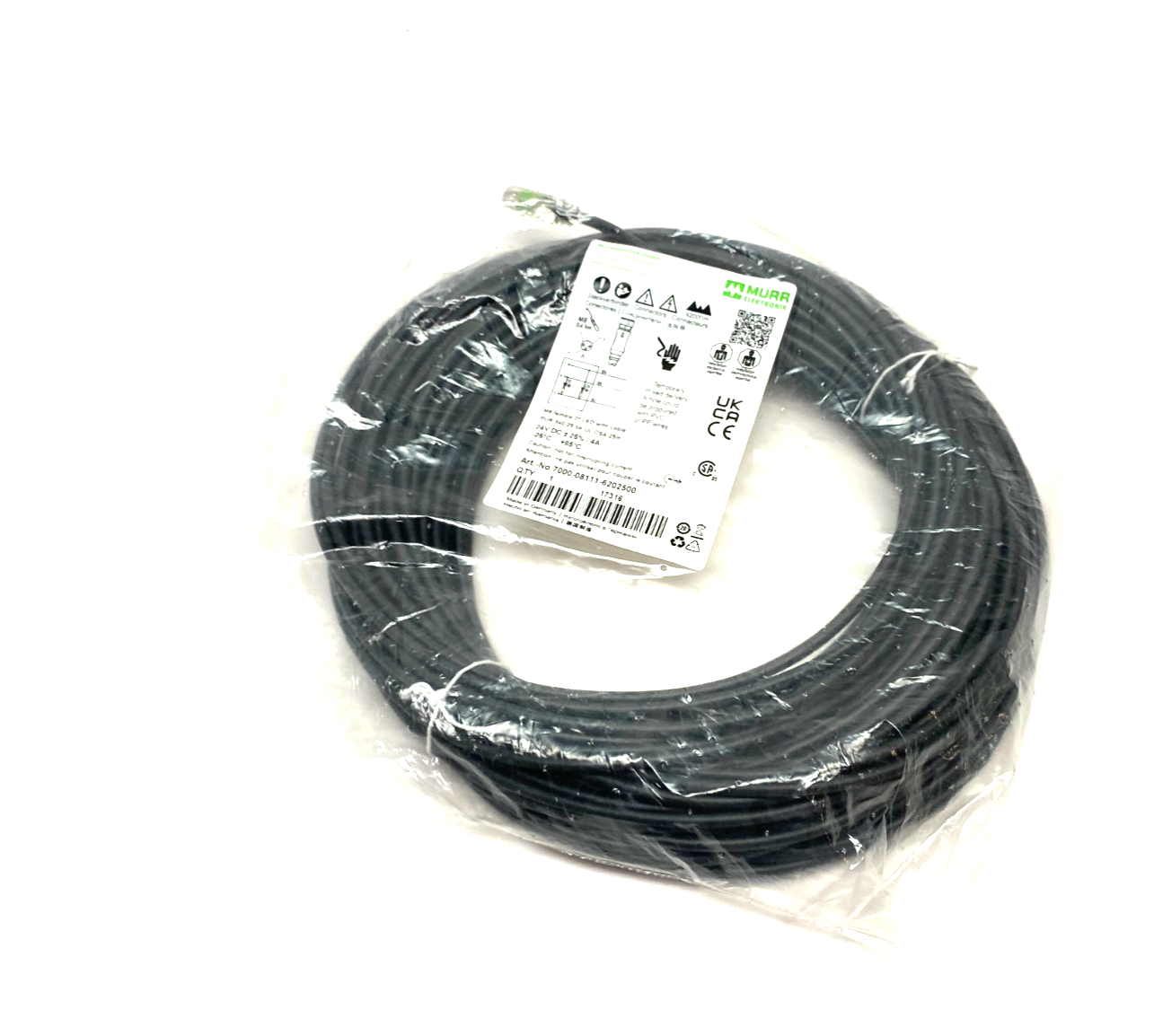 Murrelektronik 7000-08111-6202500 Single Ended M8 Female 0° A-cod. LED Cordset - Maverick Industrial Sales