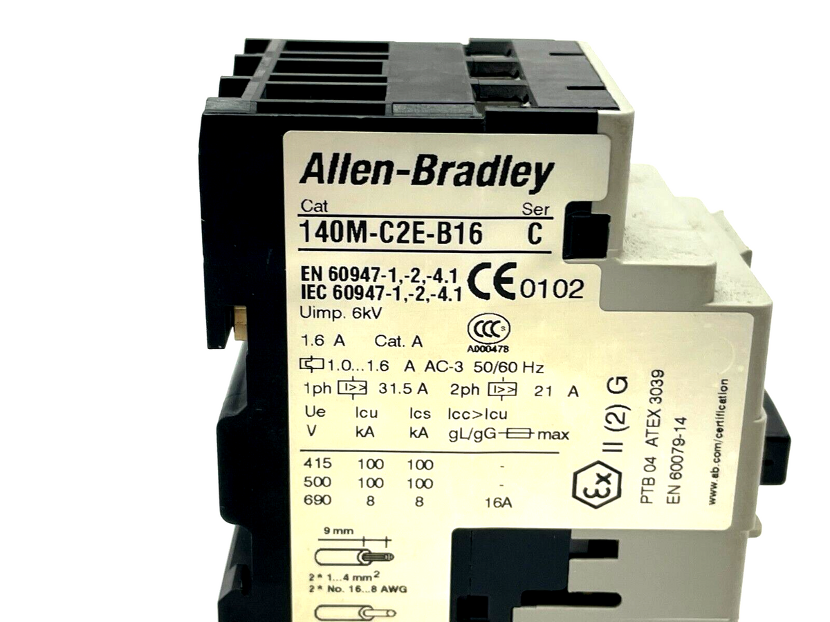 140M-C2E-B16 | Allen Bradley Ser. C Motor Starter w/ 140M-C-AFA11 Aux Contact - Used - Maverick Industrial Sales