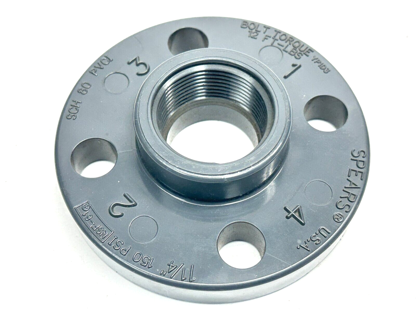 852-012 | Spears 1-1/4" 1-Piece Threaded Flange PVC Schedule 80 - New – Open box - Maverick Industrial Sales