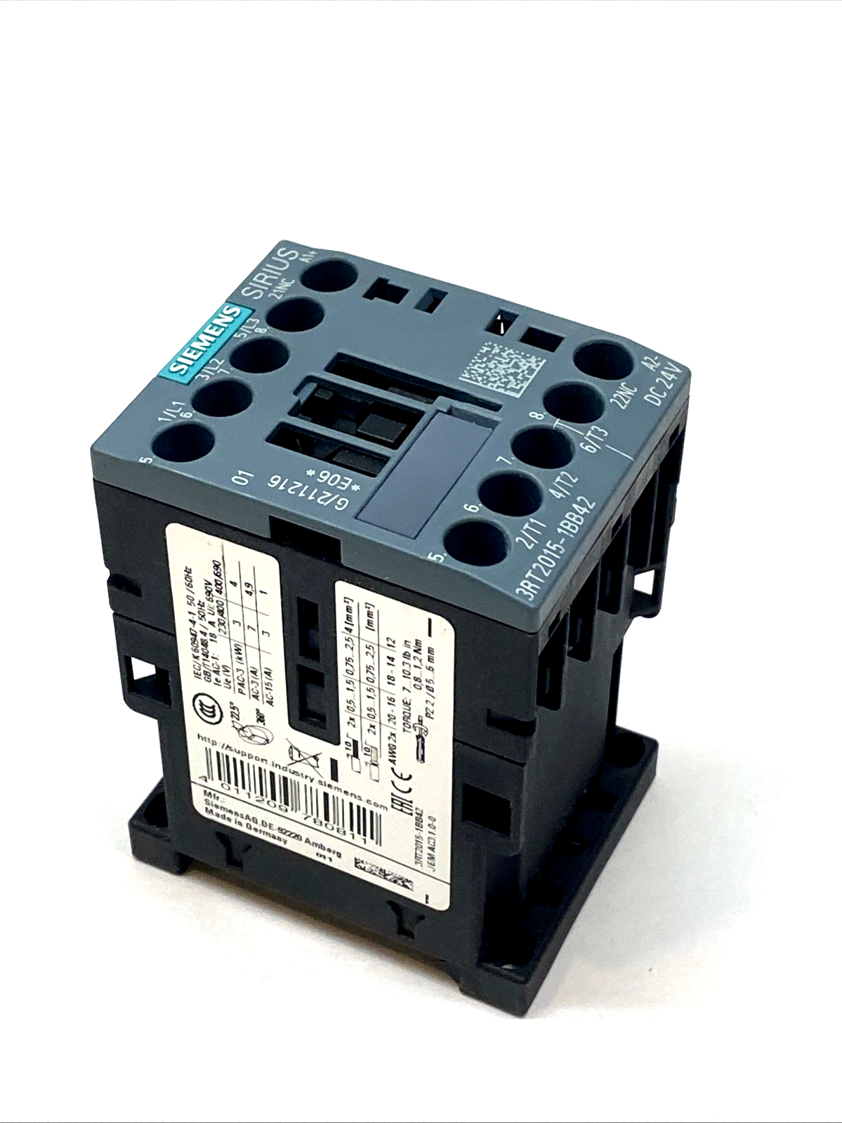 Siemens 3RT2015-1BB42 SIRIUS 3-Pole AC Contactor 24VDC 18A Motor Starter - Maverick Industrial Sales