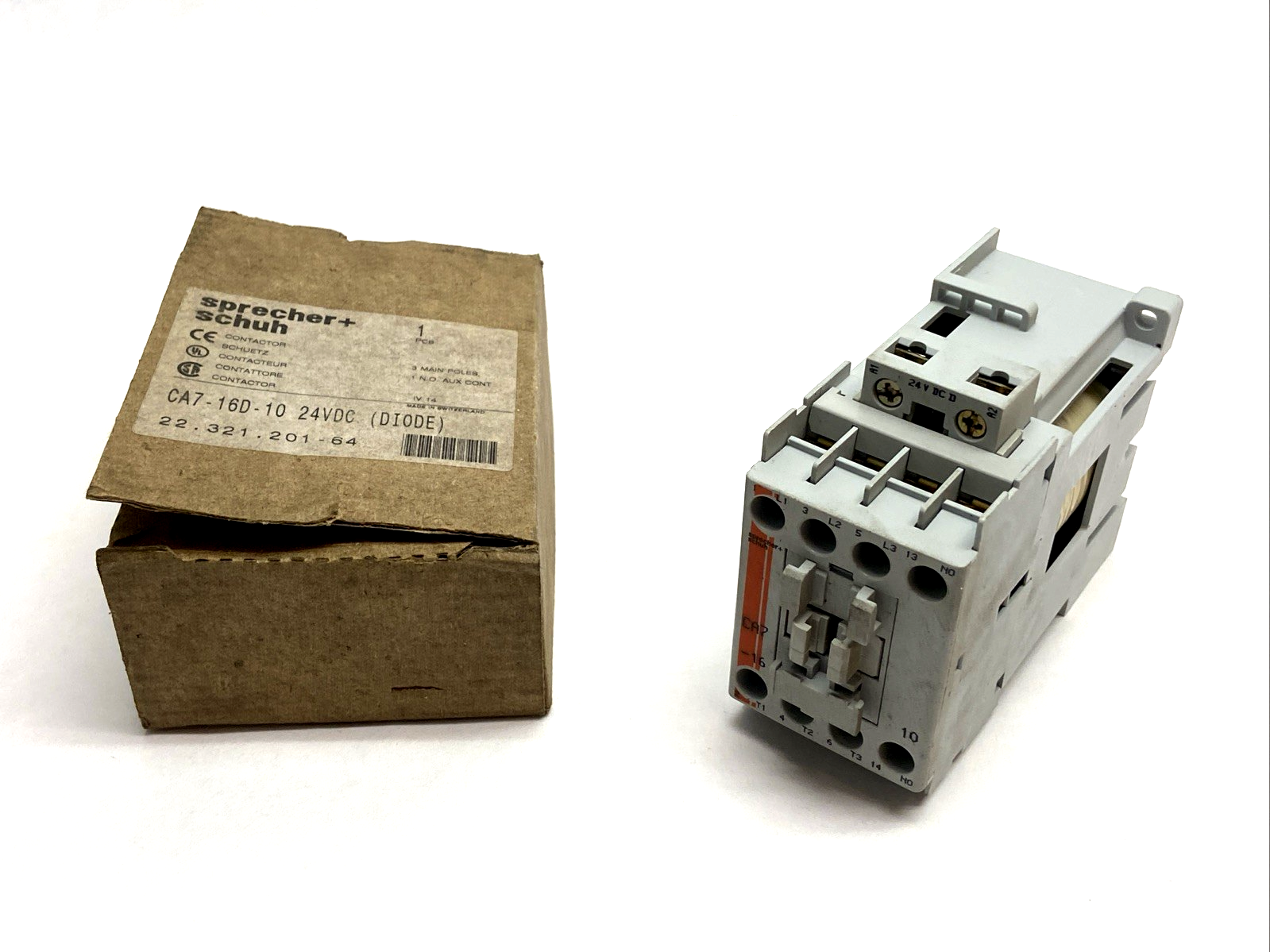 Sprecher+Schuh CA7-16D-10 Contactor 3-Pole 1 N.O. Aux Contact 24VDC Coil - Maverick Industrial Sales