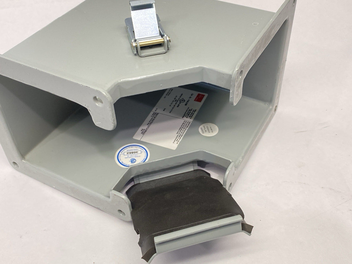 F44LE9B | Hoffman Elbow 90-Degree LayIn Wireway Inside Opening 4" x 4" Gray Steel - Used - Maverick Industrial Sales