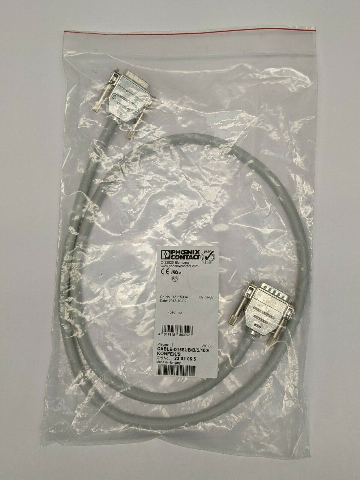 Phoenix Contact CABLE-D15SUB/B/S/100/KONFEK/S Shielded Round Cable D-Sub 2302065 - Maverick Industrial Sales