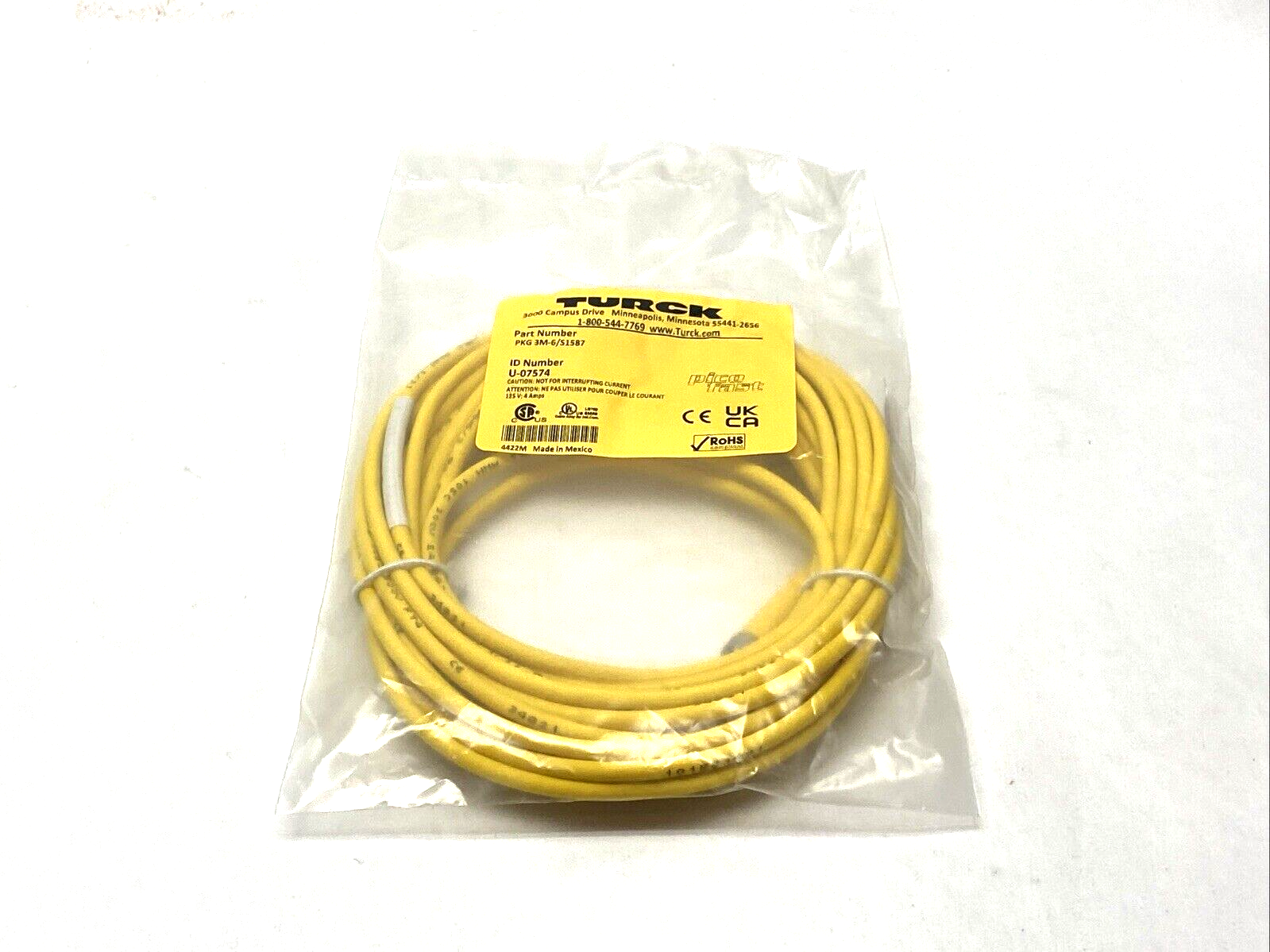 PKG 3M-6/S1587 | Turck Single Ended Cordset 6m Length - New - Maverick Industrial Sales