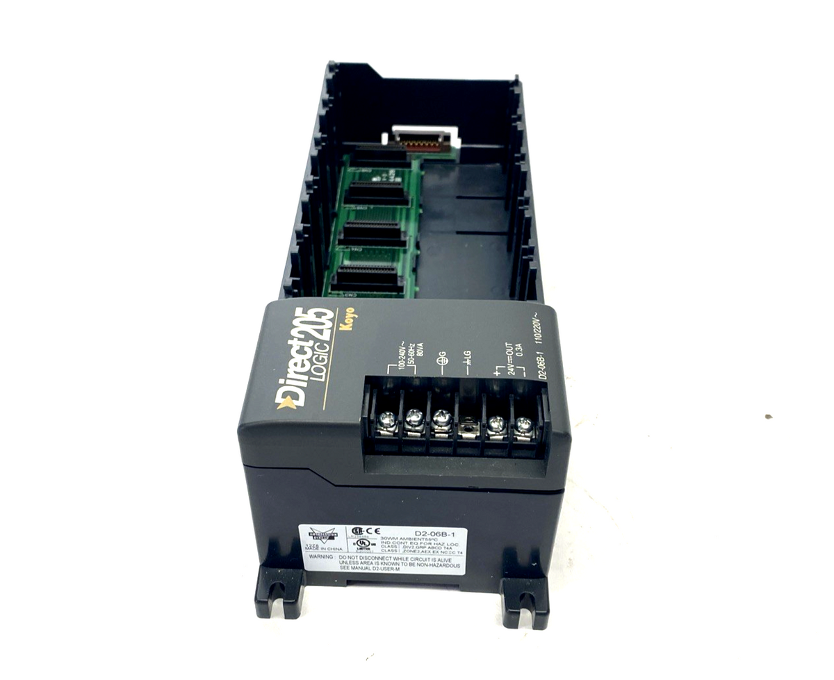 D2-06B-1 | Automation Direct DirectLOGIC I/O Base, 6-Slot, 110-220VAC NO COVERS- Used - Maverick Industrial Sales