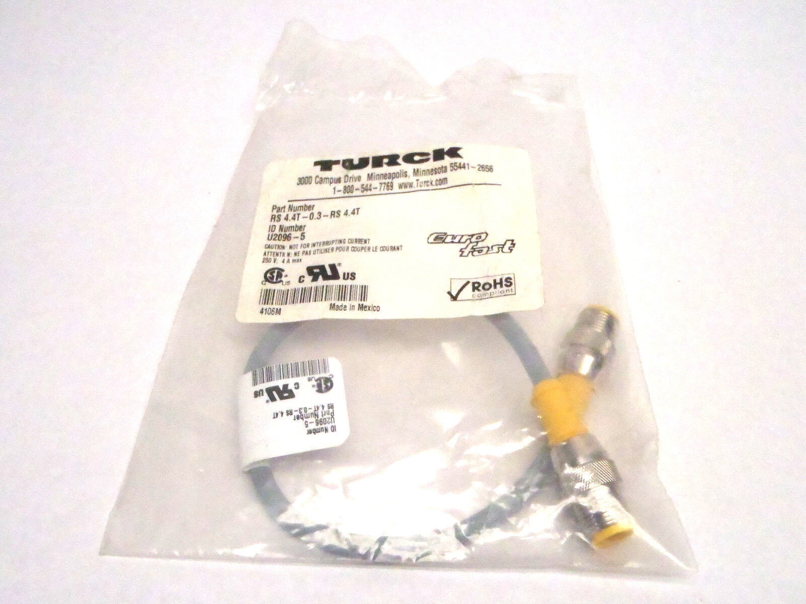 RS 4.4T-0.3-RS 4.4T | Turck Eurofast Cable U2096-5 Connector Cable - New Other - Maverick Industrial Sales