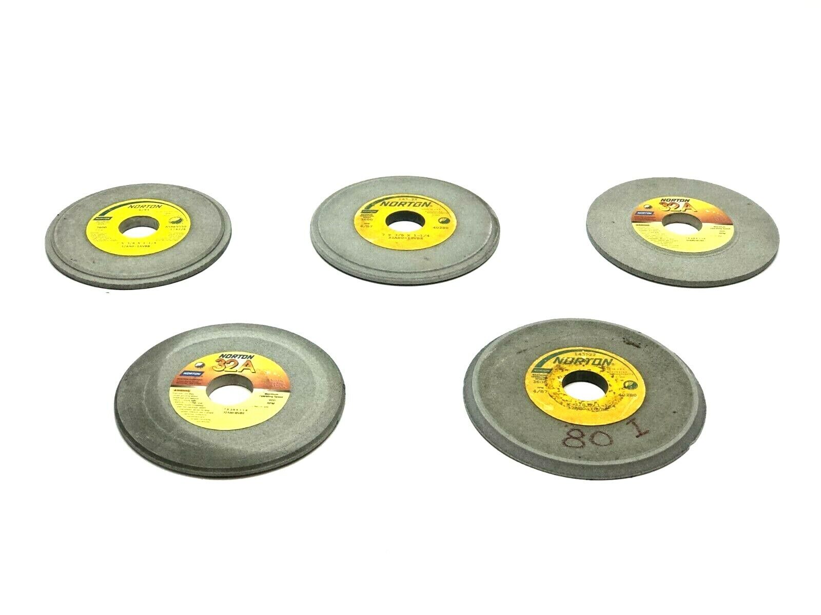 Norton 32A80-I8VBE Grinding Wheels 1-1/4" Bore 3600 RPM LOT OF 5 - Used - Maverick Industrial Sales