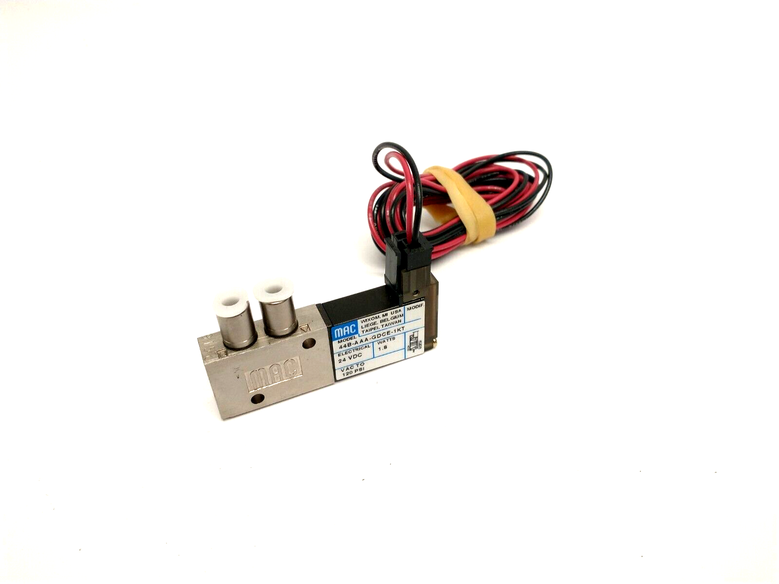 44B-AAA-GDCE-1KT | MAC Valves Solenoid Valve 24VDC 1.8W 10-32 Ports 72" Coil Leads - New Other - Maverick Industrial Sales