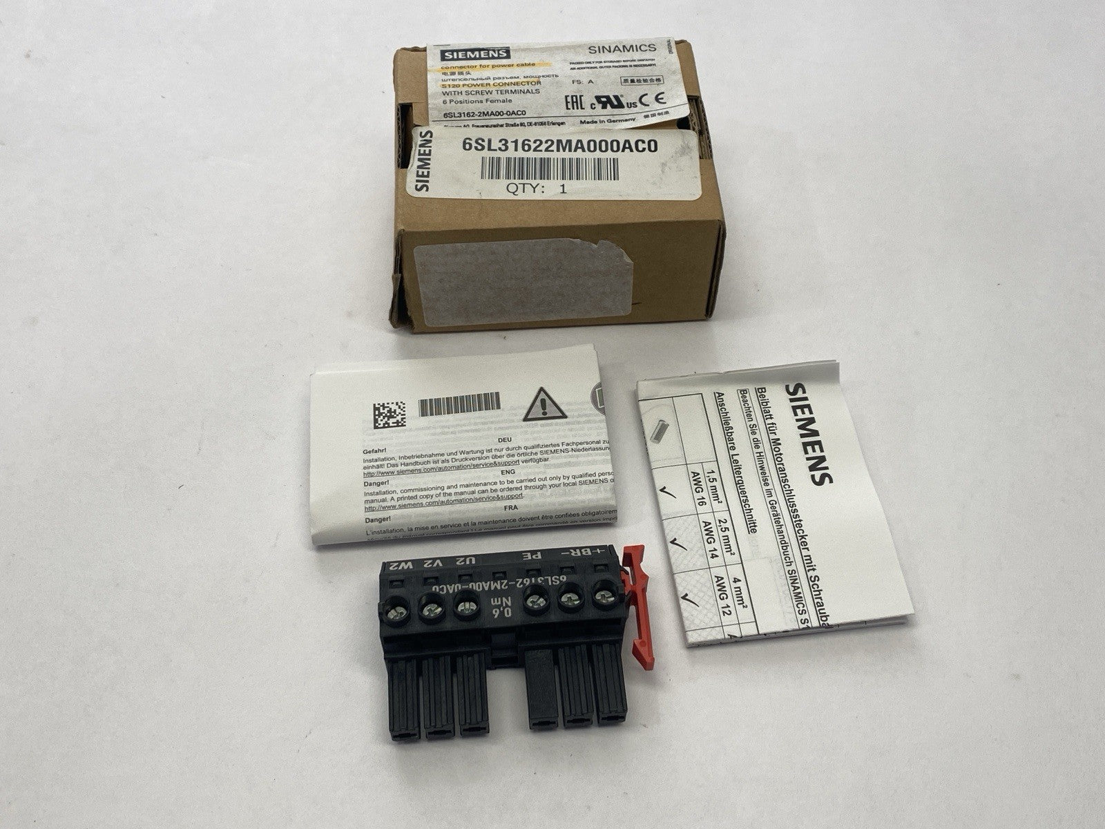 Siemens 6SL3162-2MA00-AC0 SINAMICS Power Cable Connector - Maverick Industrial Sales