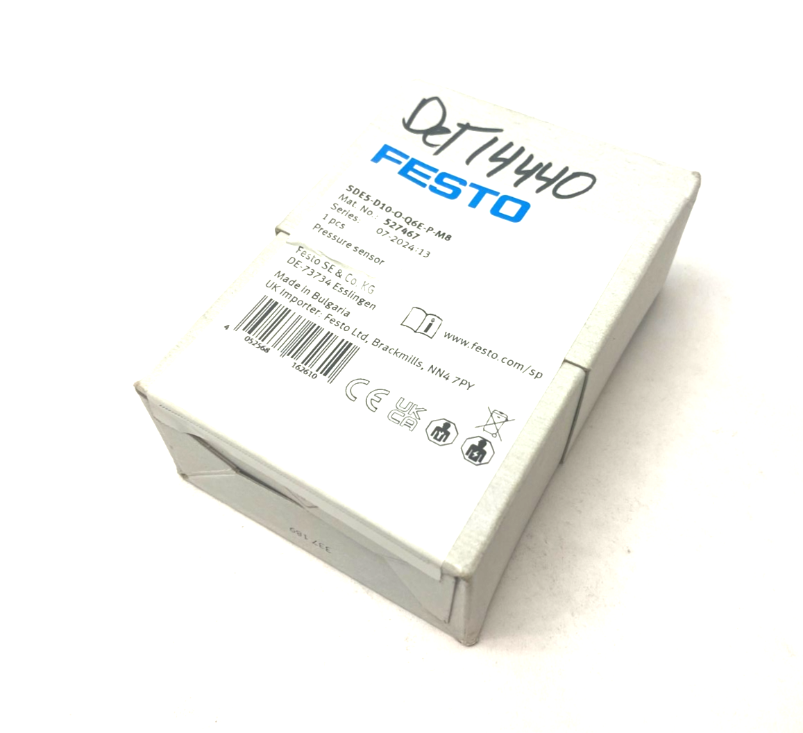 Festo SDE5-D10-O-Q6E-P-M8 Pressure Sensor, N/O Contact, 0-10bar 527467 - Maverick Industrial Sales