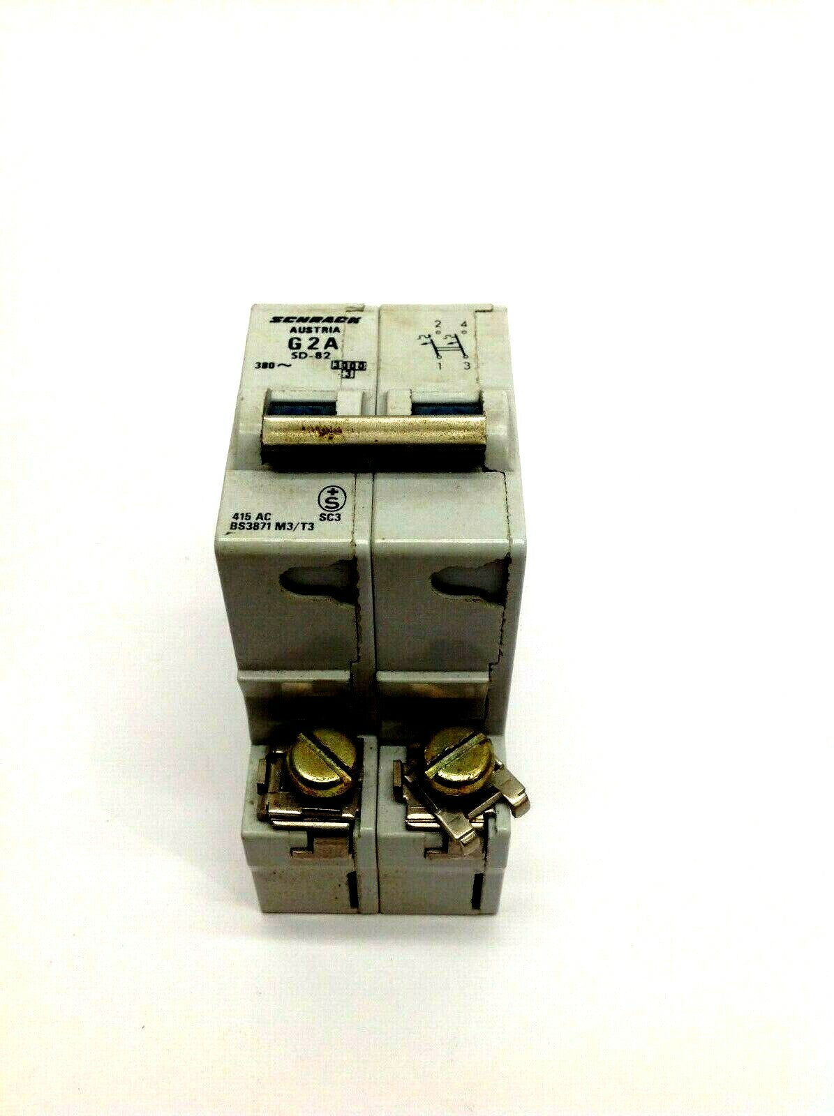 Schrack SD-82 G 2A 2 Pole Din Rail Circuit Breaker 415 VAC - Maverick Industrial Sales