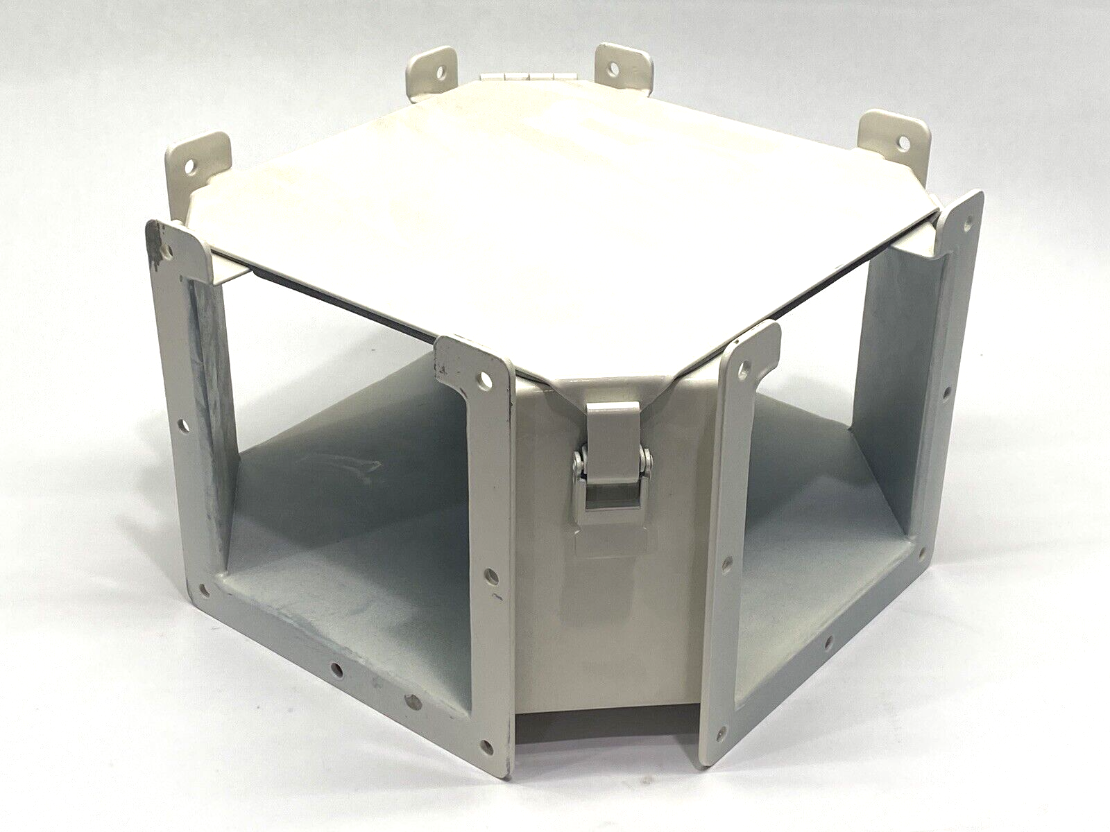 Hoffman F66LC Cross Fitting Lay-In Hinged-Cover 6.00x6.00 White Steel - New – Open box - Maverick Industrial Sales