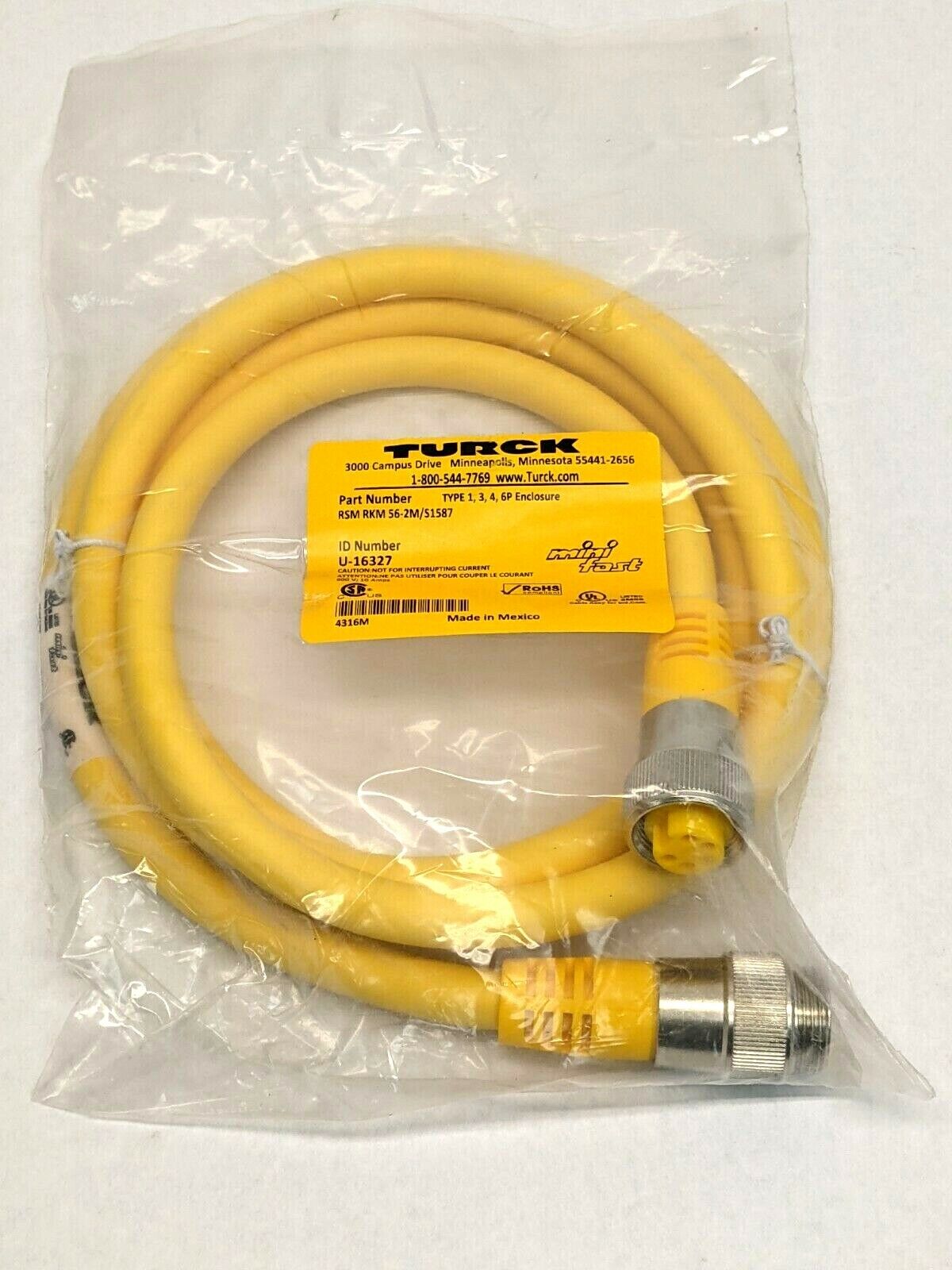 Turck RSM RKM 56-2M/S1587 MiniFast Cordset U-16327 - New - Maverick Industrial Sales