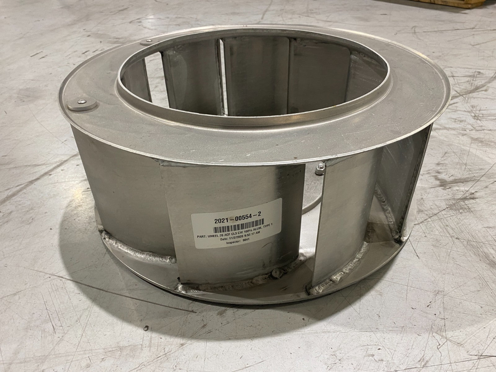 Blower Fan Wheel, 20 ACF, 100PCT Aluminum, CW, 1.625 BORE, TYPE 1 HUB - Maverick Industrial Sales