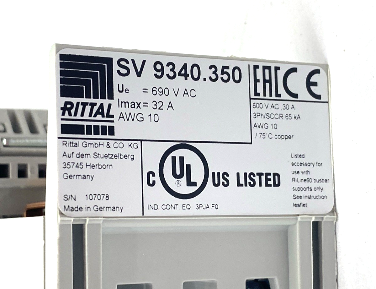 Rittal SV 9340.350 OM Adapter 32A 690V 10 AWG 9340350 - New – Open box - Maverick Industrial Sales