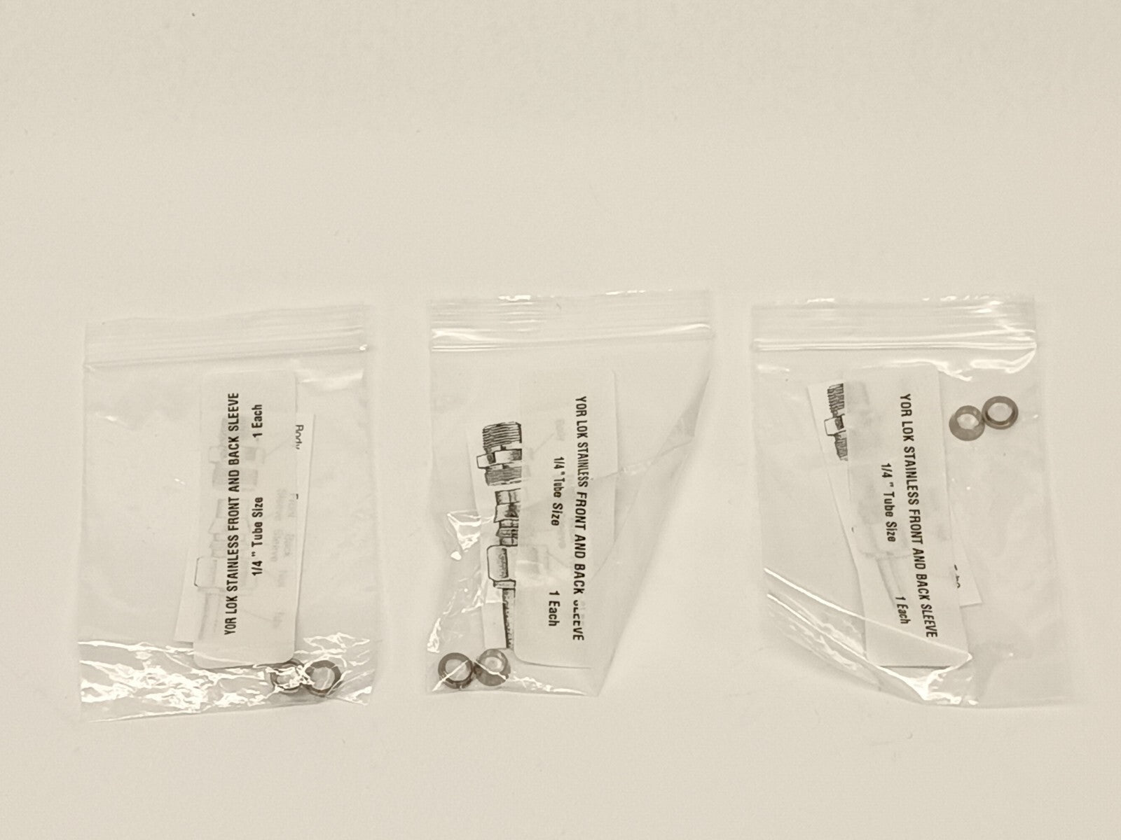 Yor Lok Stainless Front & Back Sleeve 1/4" Tube Size LOT OF 3 - New - Maverick Industrial Sales