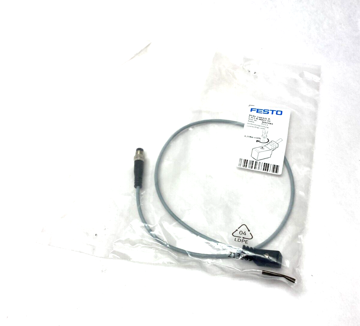 Festo NEBV-Z4WA2L-R-E-0.5-N-M8G3-S1 Connecting Cable 8047683 - Maverick Industrial Sales