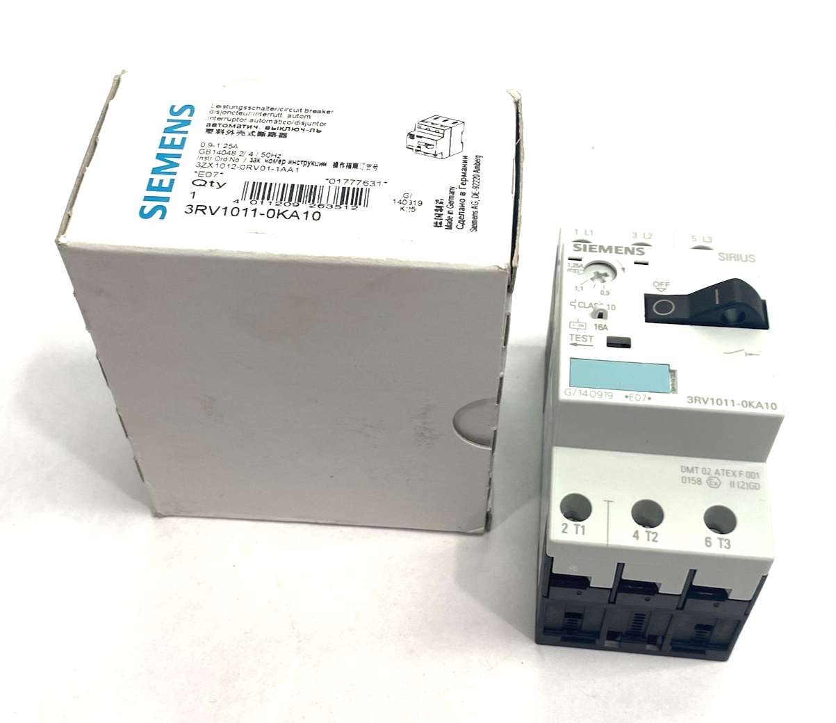 Siemens 3RV1011-0KA10 Sirius Motor Protection Circuit Breaker - Maverick Industrial Sales