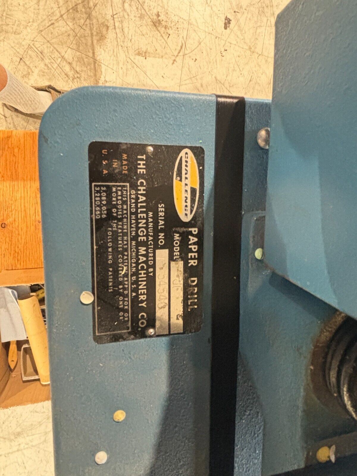 JF | The Challenge Machinery Co. Model Paper Drill Press, Commercial Hole Punch - Used - Maverick Industrial Sales