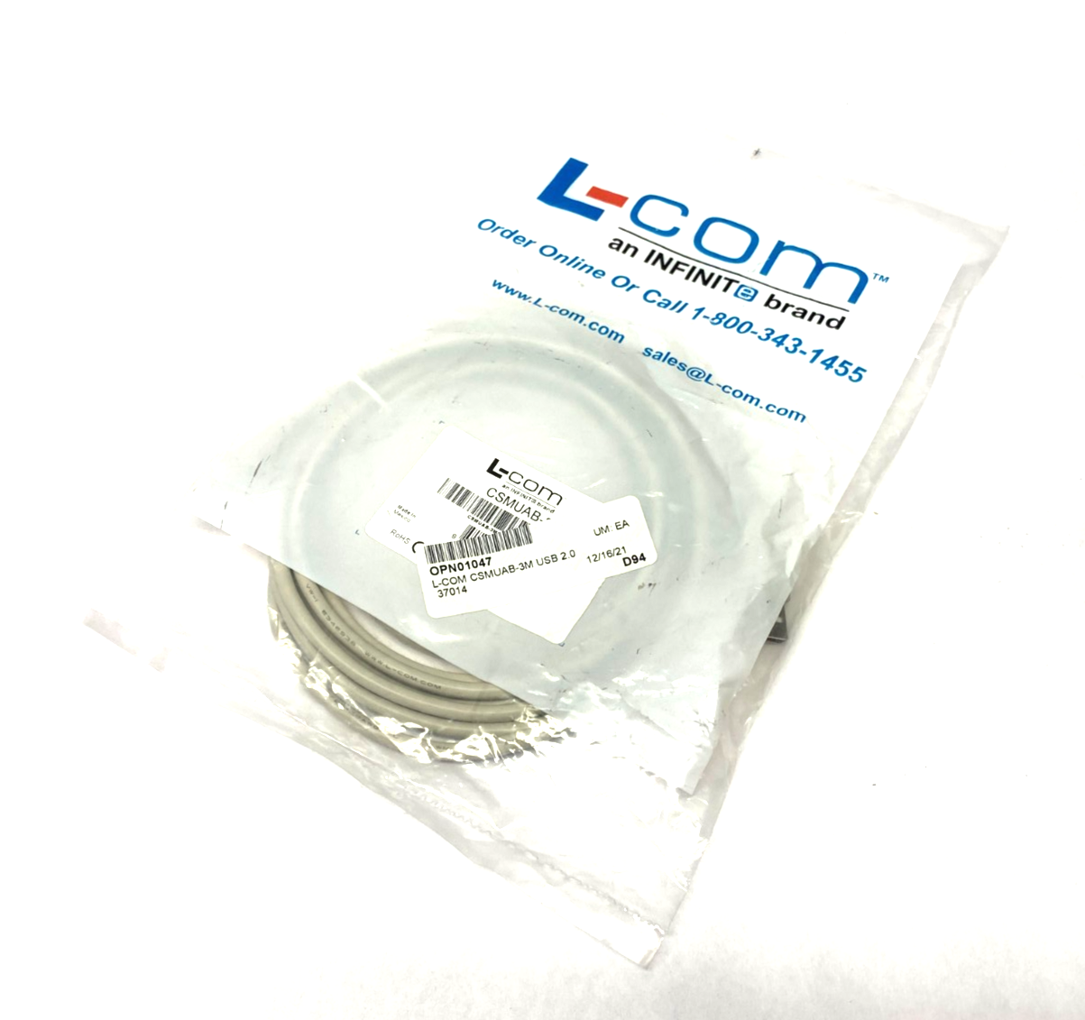 CSMUAB-3M | L-Com Premium USB Cable Type A - B Cable 0.3m - New - Maverick Industrial Sales