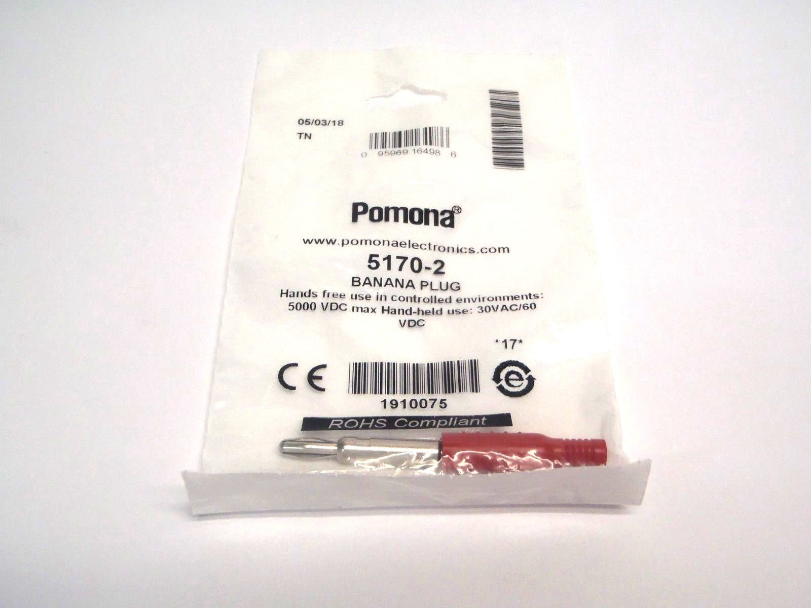 Pomona 5170-2 Red Banana Plug 15A Crimp Solder 30VAC 60VDC - New - Maverick Industrial Sales