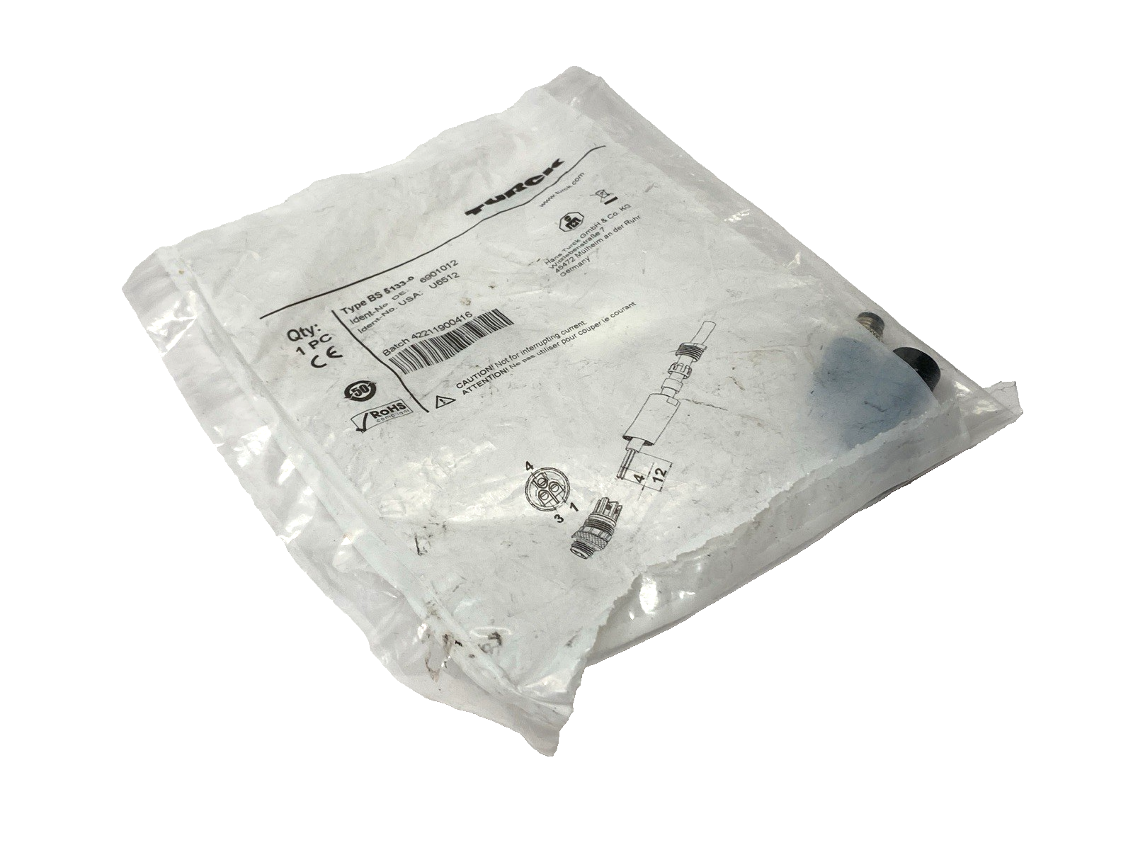 Turck BS 5133-0 Circular M8 Connector Plug 6901012 - Maverick Industrial Sales