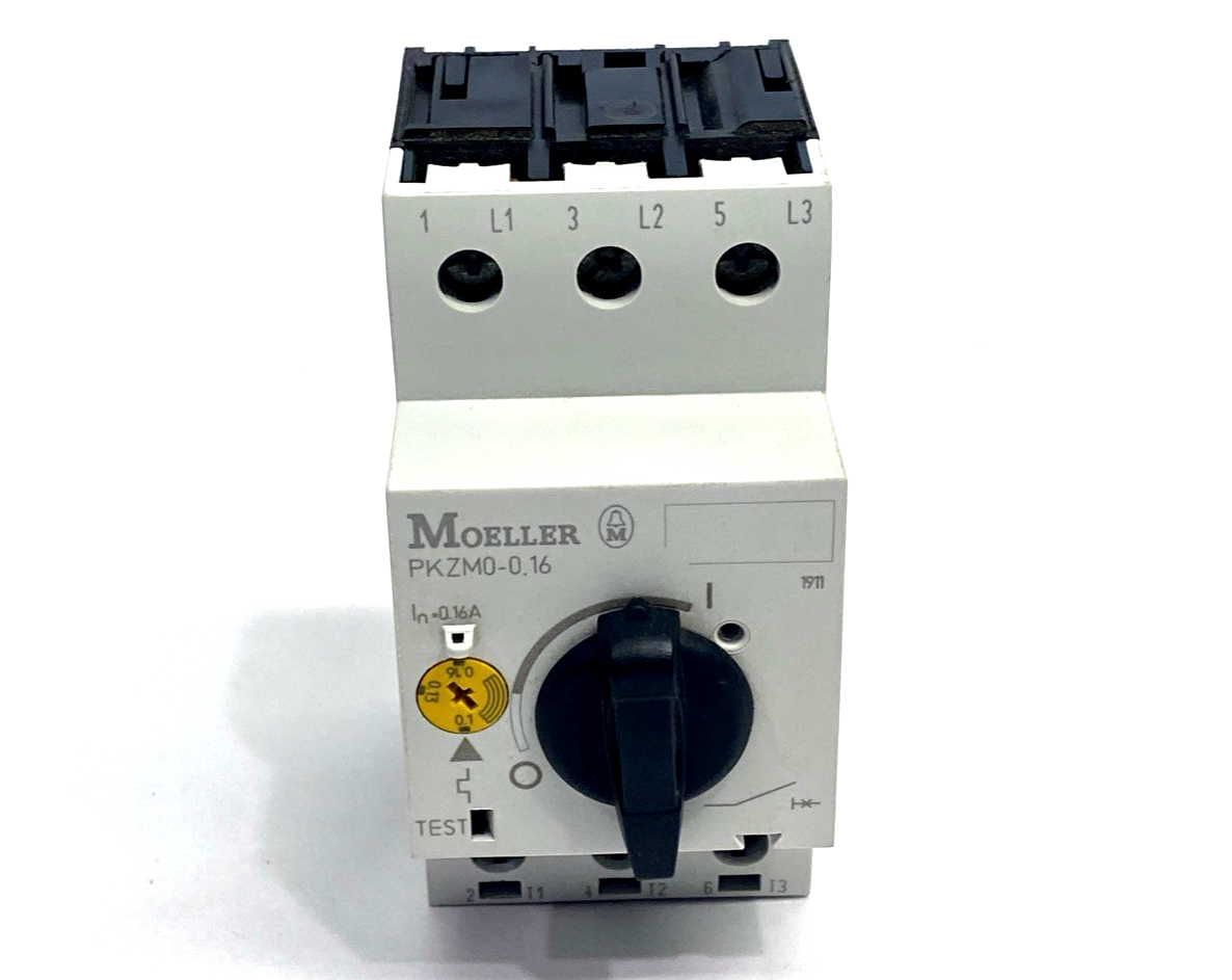 Moeller PKZM0-0.16 Manual Motor Protector Circuit Breaker 0.10A-0.16A PKZM0-0,16 - New – Open box - Maverick Industrial Sales