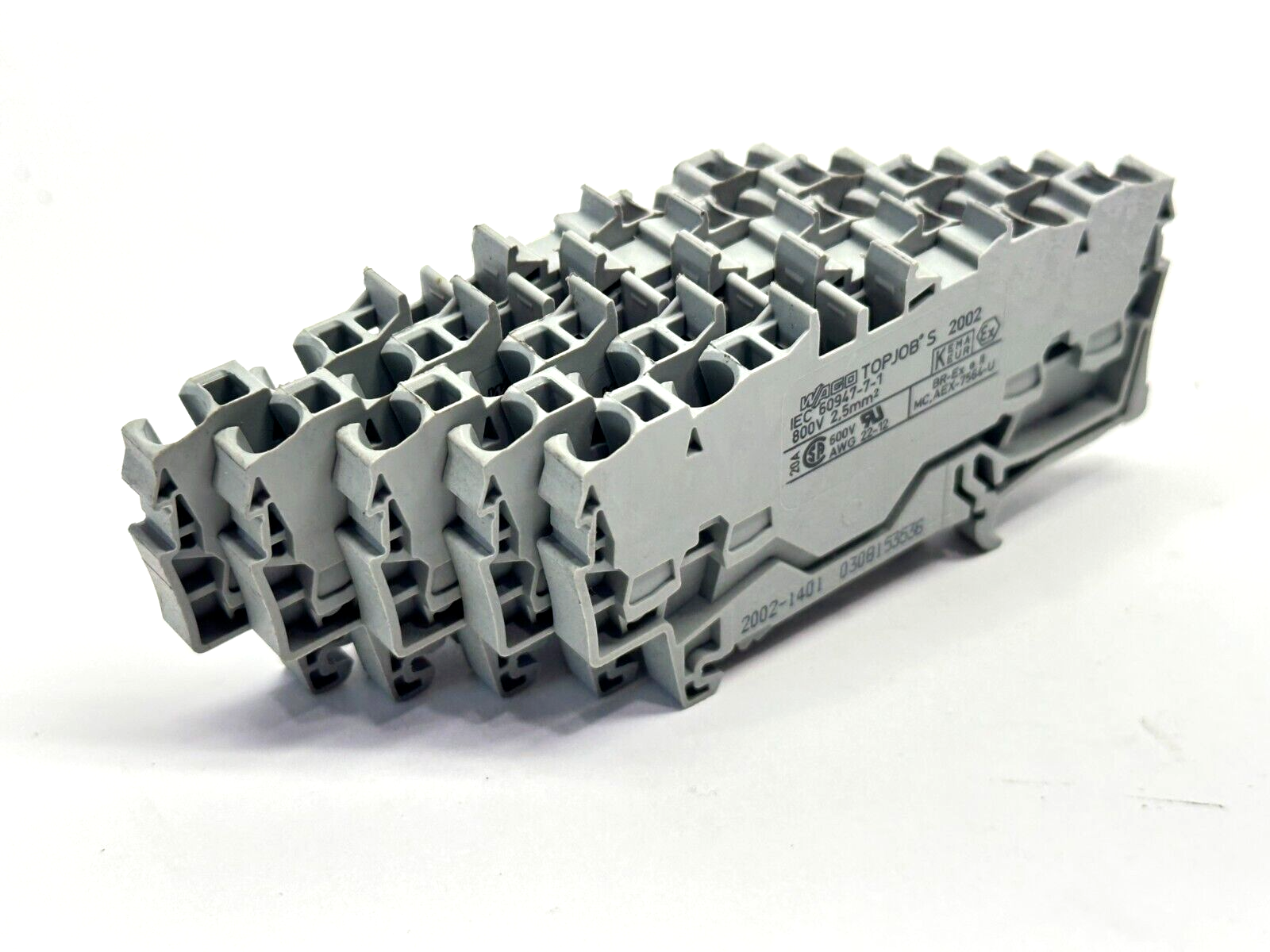 Wago 2002-1401 TopJobs Terminal Block Gray 800V LOT OF 5 - Used - Maverick Industrial Sales
