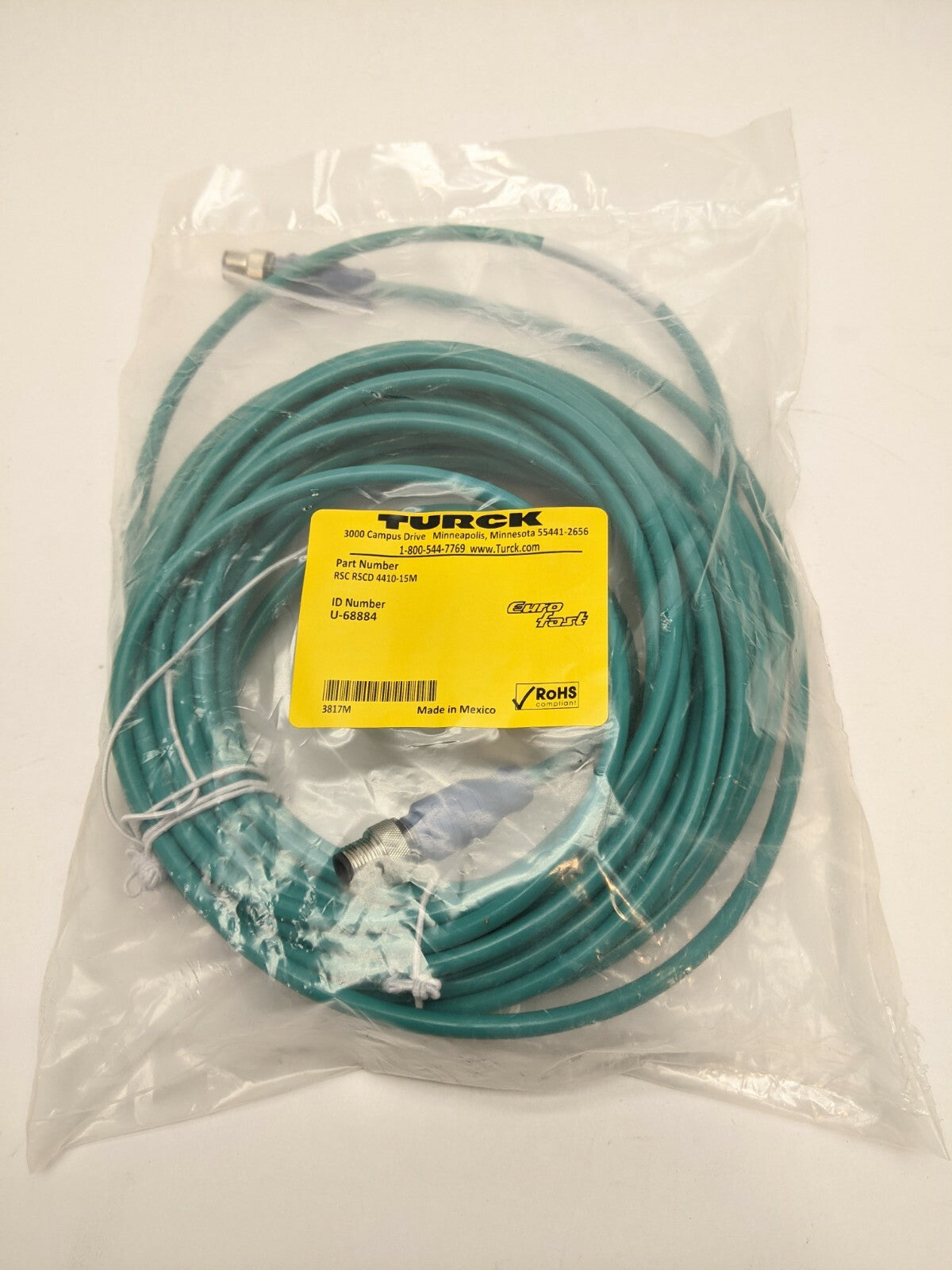 Turck RSC RSCD 4410-15M EuroFast Double-Ended Cordset U-68884 - New - Maverick Industrial Sales
