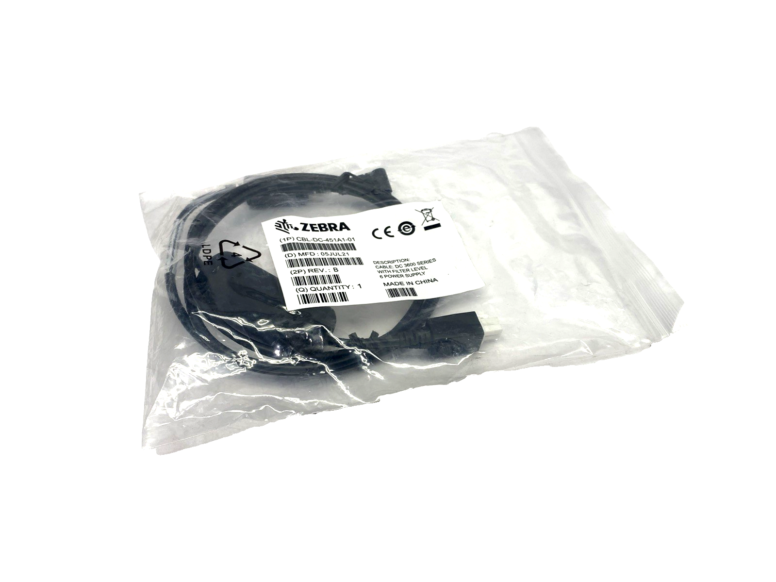 Zebra CBL-DC-451A1-01 3600 Series DC Power Line Cable - New - Maverick Industrial Sales