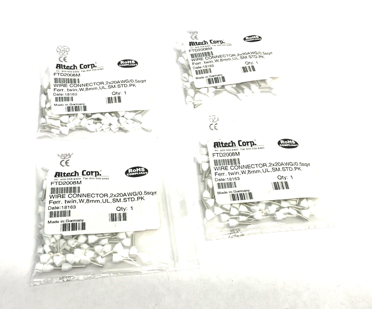 FTD2008M | Altech Insulated Crimp Ferrule 2x20AWG/0.5sqmm 100-PACK, LOT OF 4 - New - Maverick Industrial Sales