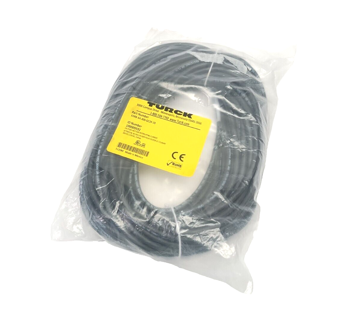 Turck EKRB-A4.400-GC2K-20 Cordset M12 4-Pin Female To Leads 20m 100009592 - New - Maverick Industrial Sales