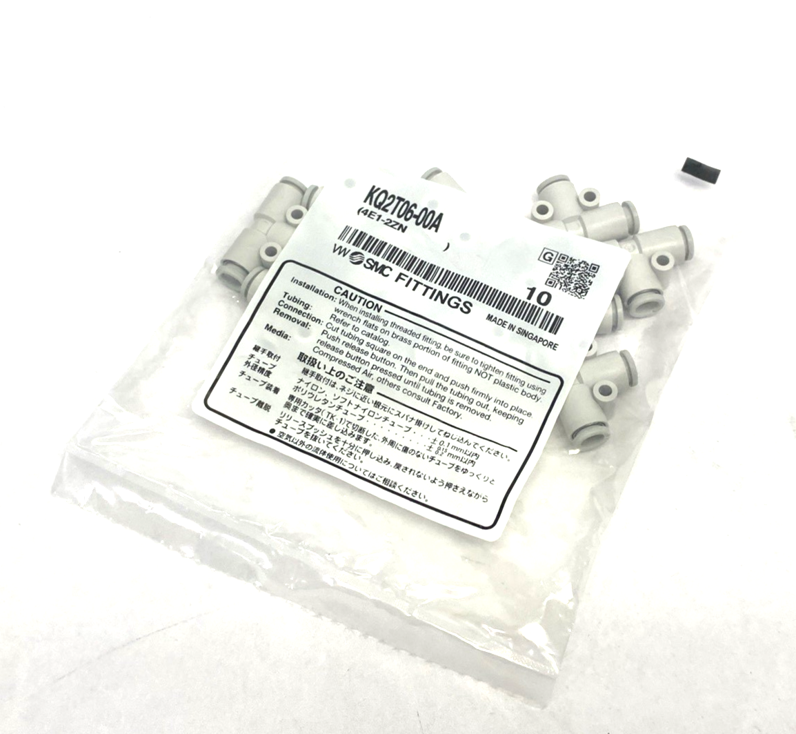 | SMC KQ2T06-00A Pneumatic One-Touch Union Tee Fitting, 6mm Tube OD, 10-PACK - New - Maverick Industrial Sales