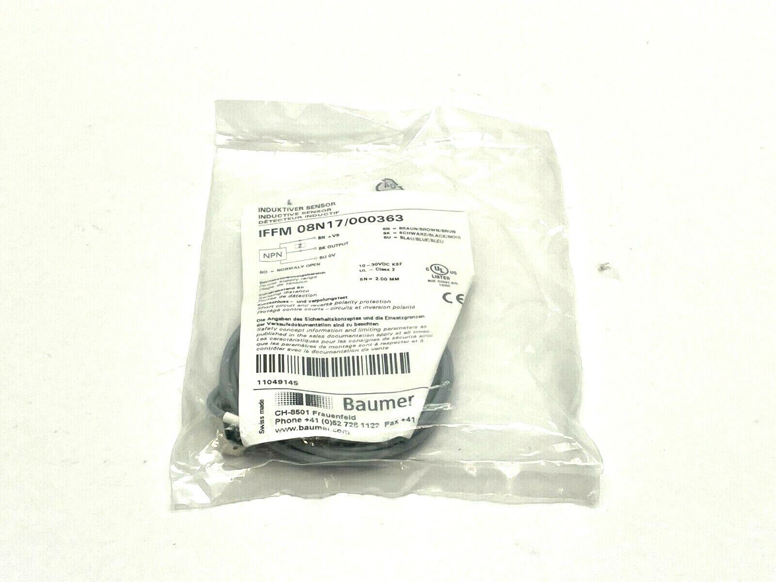 Baumer IFFM 08N17/000363 Subminiature Inductive Proximity Switch - New - Maverick Industrial Sales