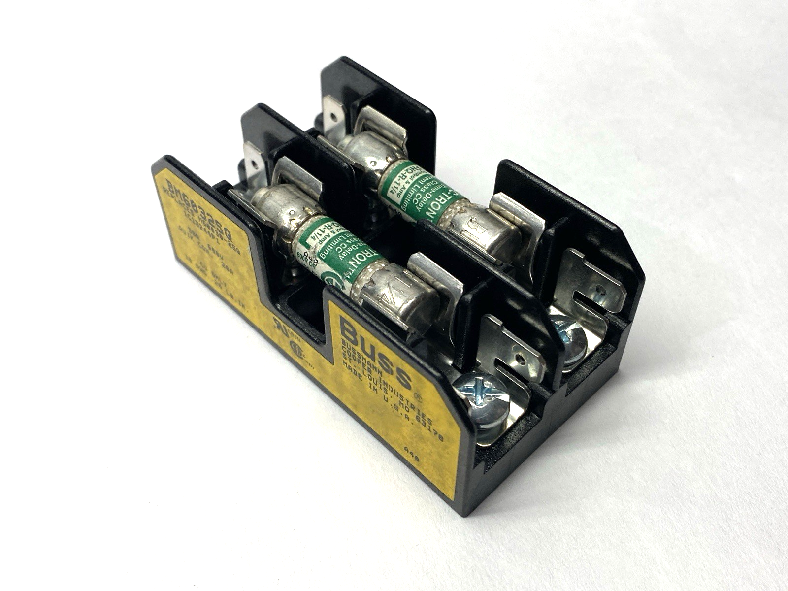 Bussmann BM6032S Fuse Block w/ x2 FNQ-R-1-1/4 Time-Delay CC-Tron Fuse - Maverick Industrial Sales