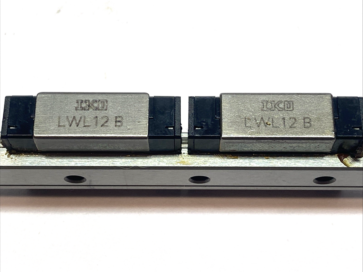 LWL12B | IKO Linear Bearing Guide Blocks (2x) w/ Guide Rail 475mm L x 12mm W- Used - Maverick Industrial Sales