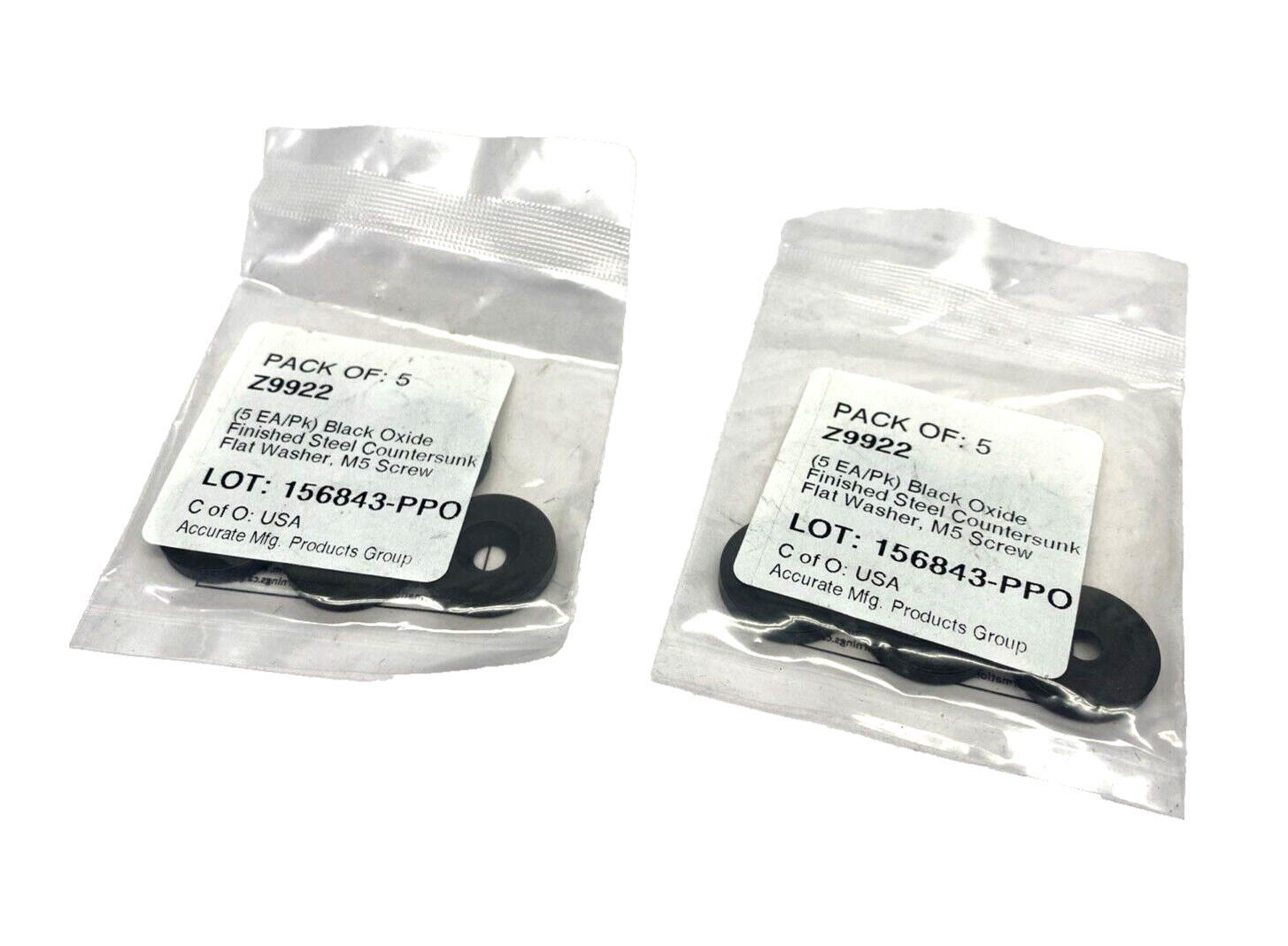Z9922 Countersunk Washer, M5 Screw, Steel, Black Oxide, 5.3 mm Max ID, LOT OF 10 - Maverick Industrial Sales
